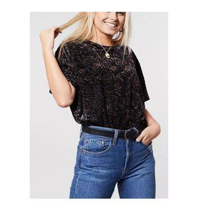 Free People Teddy Burnout T-shirt Cheetah Combo